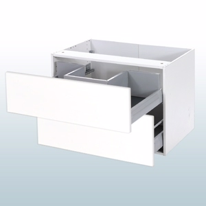 Hvid højglans vaskeskab med fuldudtræk/softluk b: 100 cm