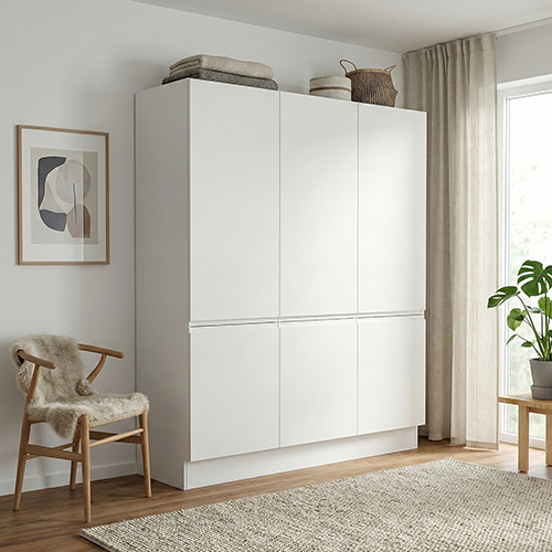 Kitchn Garderobeskab med 3 låger i hvid 180 cm fra Kitchn med Boston front