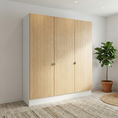 Kitchn Garderobeskab med 3 låger i træ 180 cm fra Kitchn med Cleveland Nordisk Eg front