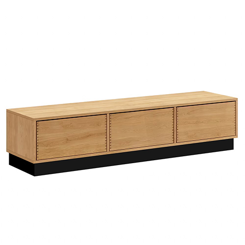 187,6 cm Lysolieret Just Wood Push Snedker Bænk inkl. 3 skuffer - 40 cm dybde og sort sokkel