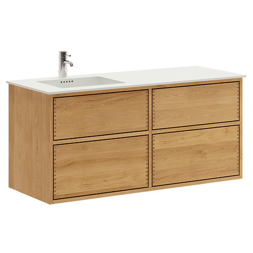 120 cm Just Wood Original badmøbel med 4 skuffer og Solid Surface bordplade
