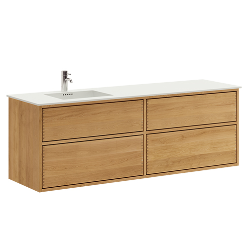 160 cm Just Wood Original badmøbel med 4 skuffer og Solid Surface bordplade