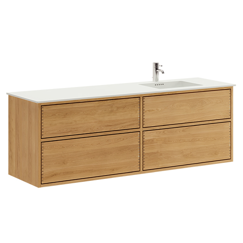 160 cm Just Wood Original badmøbel med 4 skuffer og Solid Surface bordplade