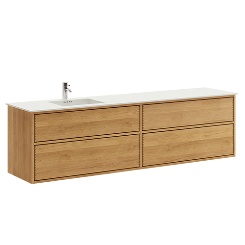 200 cm Just Wood Original badmøbel med 4 skuffer og Solid Surface bordplade