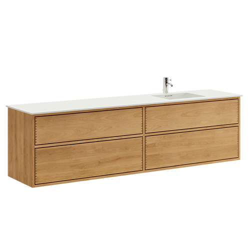 200 cm Just Wood Original badmøbel med 4 skuffer og Solid Surface bordplade