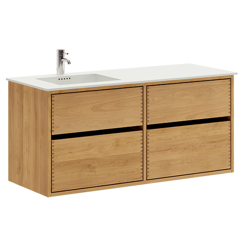 120 cm Just Wood Original badmøbel med 4 skuffer og Solid Surface bordplade