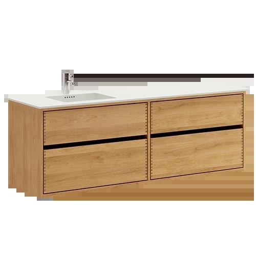 160 cm Just Wood Original badmøbel med 4 skuffer og Solid Surface bordplade - Venstre