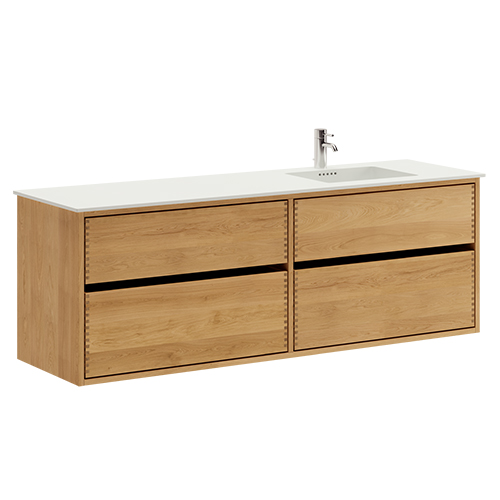 160 cm Just Wood Original badmøbel med 4 skuffer og Solid Surface bordplade