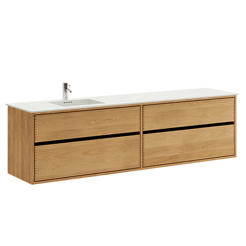 200 cm Just Wood Original badmøbel med 4 skuffer og Solid Surface bordplade