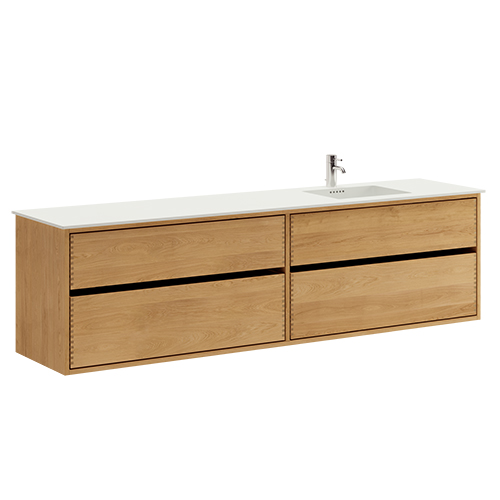 200 cm Just Wood Original badmøbel med 4 skuffer og Solid Surface bordplade