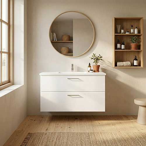 Kitchn Badsæt B:102 cm hvid marmorvask<br>Vælg mellem flere fronter