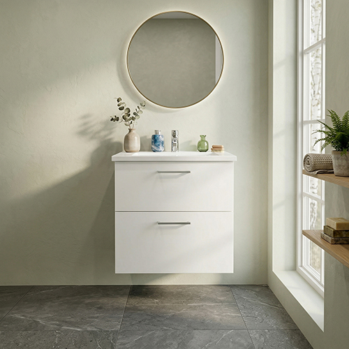Kitchn Badsæt B:62 cm med hvid marmor vask <br>Vælg mellem flere fronter