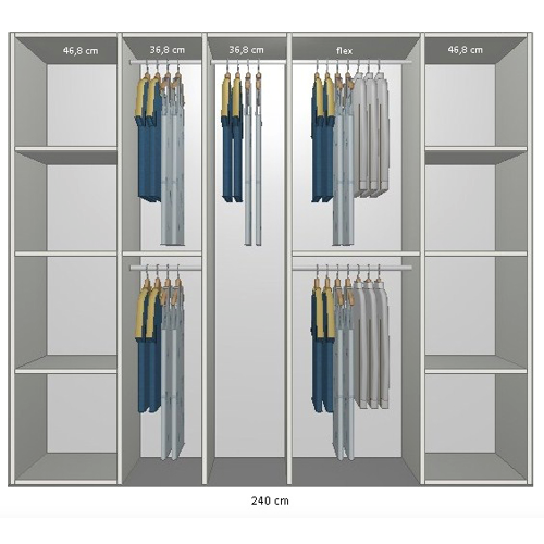 Inventar fra bredde 220 cm til 240 cm Model B