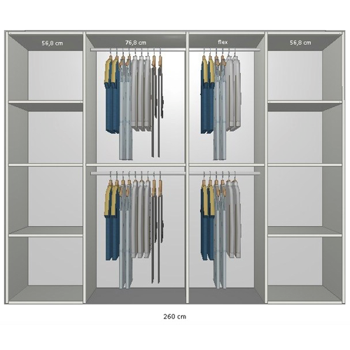 Inventar fra bredde 240 cm til 260 cm Model B