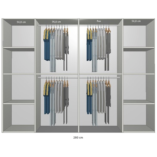 Inventar fra bredde 260 cm til 280 cm Model B