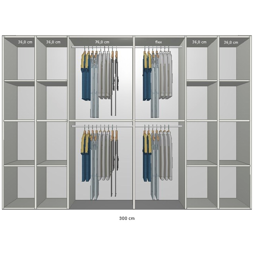 Inventar fra bredde 280 cm til 300 cm Model B