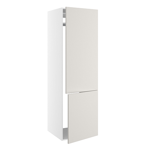 Højskab, t/integreret køl-frys med glideskinner, 700mm låge, 1244mm låge øverst, m/hængselsboring, 1 konstruktionshylde, u/bagbeklædning. H:1952 B:600 D:580