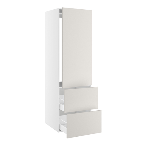 Højskab, t/integreret køl med glideskinner, 1244mm låge, m/hængselsboring, 2 skuffer H:348mm, hul: 1224mm. H:1952 B:600 D:580