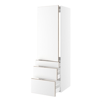 Højskab til integreret køl nichemål 1232x567 mm. m/1 låge med hængselsboring H:1244 og 3 skuffer H:316, 252 og 124 H:1952 D:580 B:600
