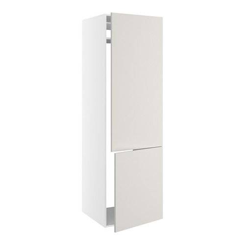 Højskab, t/integreret køl-frys med fladhængsler, 700mm låge, 1244mm låge øverst, u/hængselsboring, 1 konstruktionshylde, u/bagbeklædning. H:1952 B:600 D:580