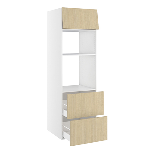 Højskab, t/combiovne, 316mm toplåge, 2 skuffer H:348mm, hul: 912mm. H:1952 B:600 D:580