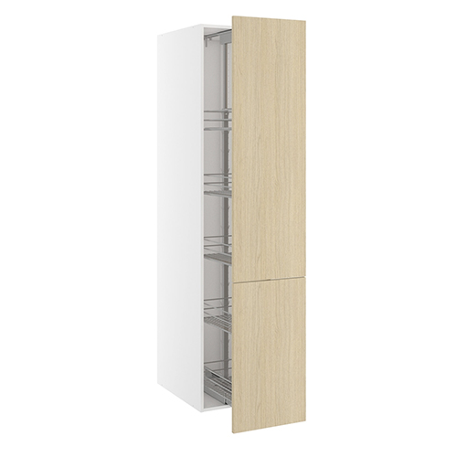 Højskab, med frontudtræk, 1 låge, 2-delt sammensat, m/5 kurve. H:1952 B:400 D:580