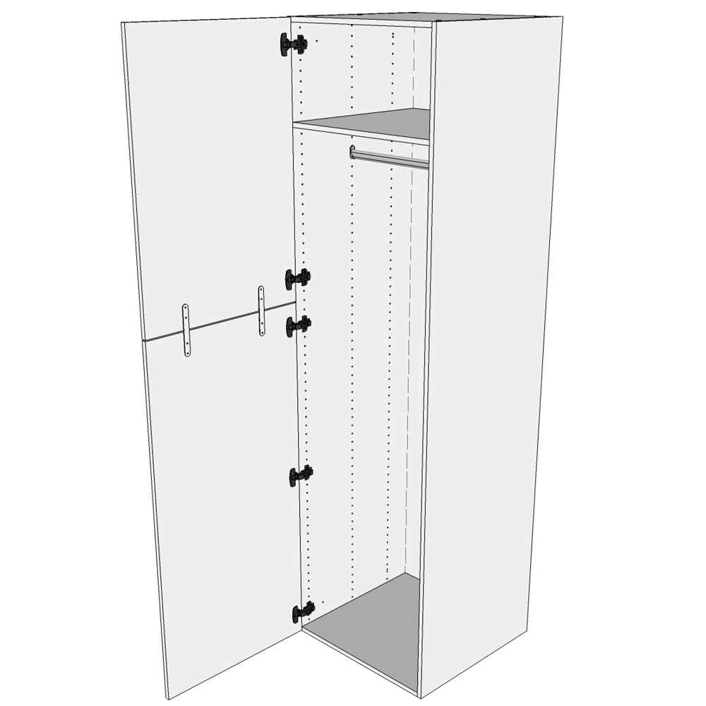 Multi-Living Ekstra højt bøjleskab  i Wien H: 214,4 cm D: 60,0 cm - 2-delt låge inklusiv 1 hylde samt 1 oval bøjlestang - Bredde: 50 cm
