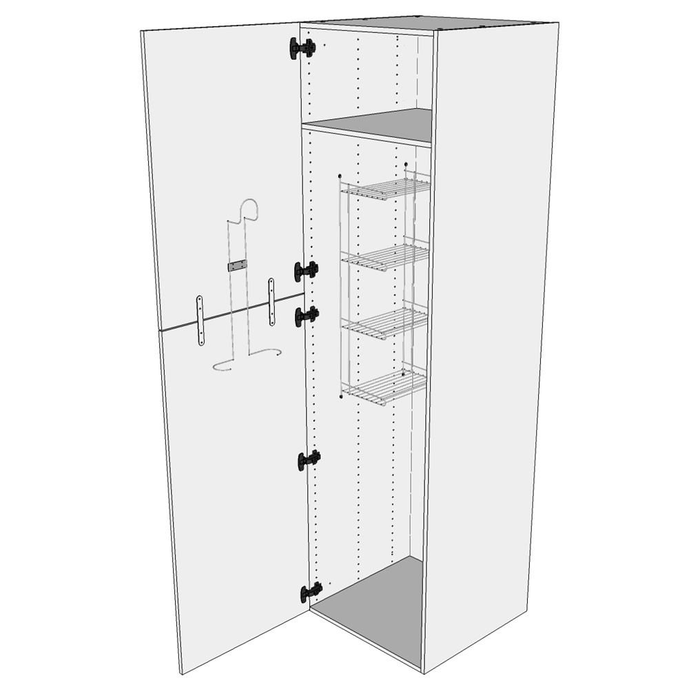 Multi-Living Køkken ekstra højt kosteskab  i Wien H: 214,4 cm D: 60,0 cm - Inklusiv 1 hylde, 1 trådreol, 1 slangeholder - Bredde: 60 cm