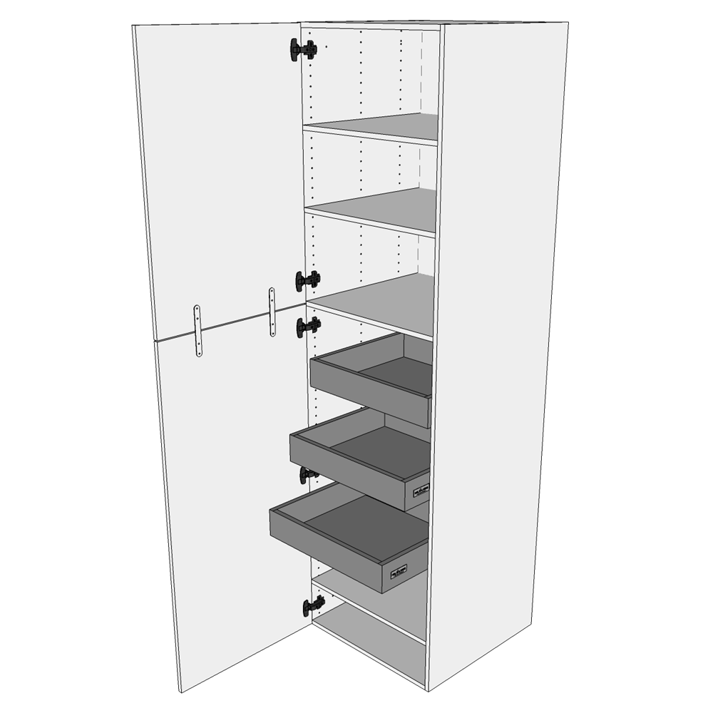 Multi-Living Køkken ekstra højt linnedskab  i Wien H: 214,4 cm D: 60,0 cm - Inklusiv 4 hylder samt 3 bakker. - Bredde: 60 cm