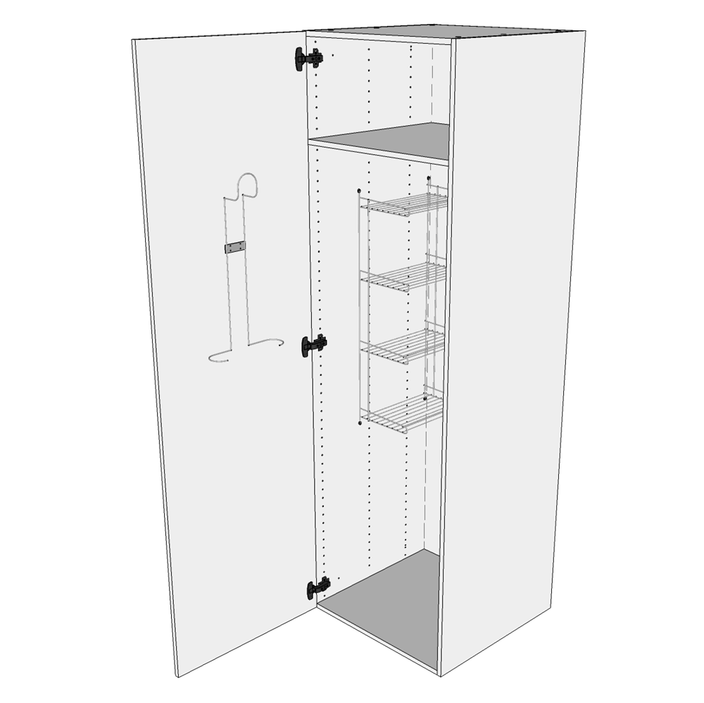 Multi-Living Køkken kosteskab i Wien H: 195,2 cm D: 60,0 cm - Inklusiv trådreol, slangeholder & hylde - Bredde: 50 cm