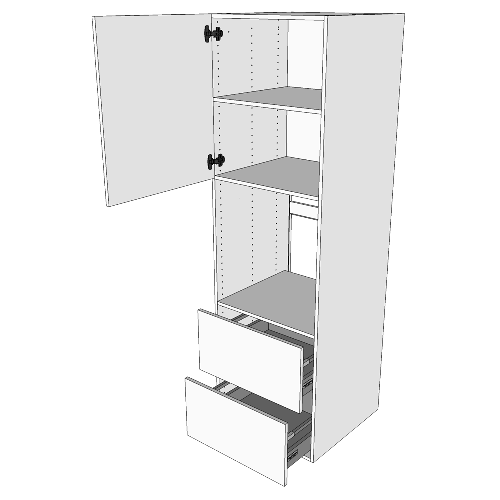 Multi-Living Køkken indbygningsskab i Wien til ovn H: 195,2 cm D: 60,0 cm - 2 skuffer fuldudtræk/softluk - Bredde: 60 cm