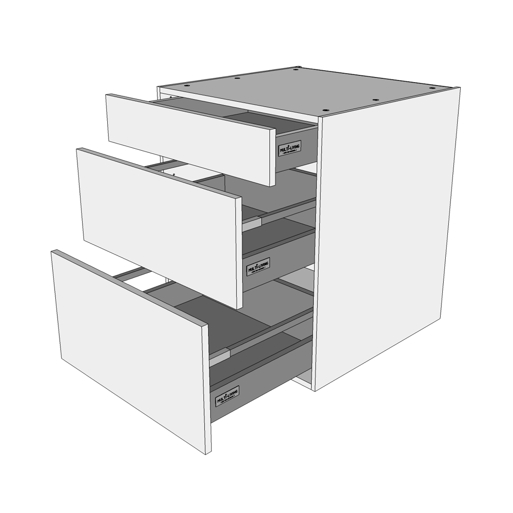 Multi-Living Køkken skuffeskab i Wien  H: 70,4 cm D: 60,0 cm - 3 skuffer fuldtudtræk/softluk - Bredde: 50 cm