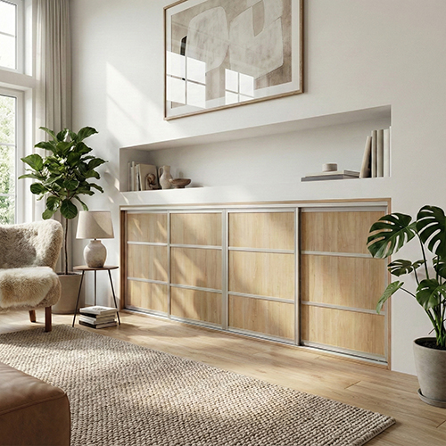 Mogensen Fashionline skydelåger på mål til garderobe med 4 låger - Total bredde 200 til 255 cm.