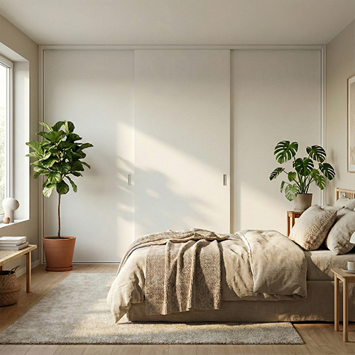 Mogensen Plano skydelåger på mål til garderobe med 3 låger - Total bredde 193 til 231 cm.