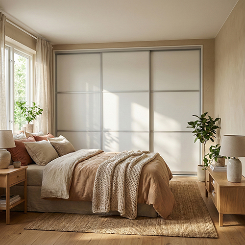 Mogensen Slimline skydelåger på mål til garderobe med 3 låger - Total bredde 144 til 192 cm.